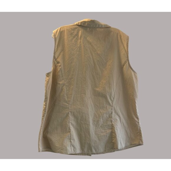 White Stag Size 3X Beige Women's Summer Casual Button Down Sleeveless Blouse - Picture 7 of 9